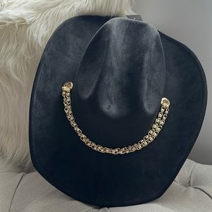 Black suede cowboy hat (brand new)